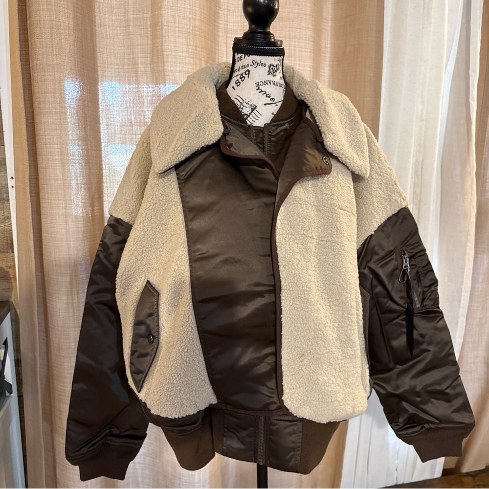 Alpha Industries Brown and Cream Bomber Jacket